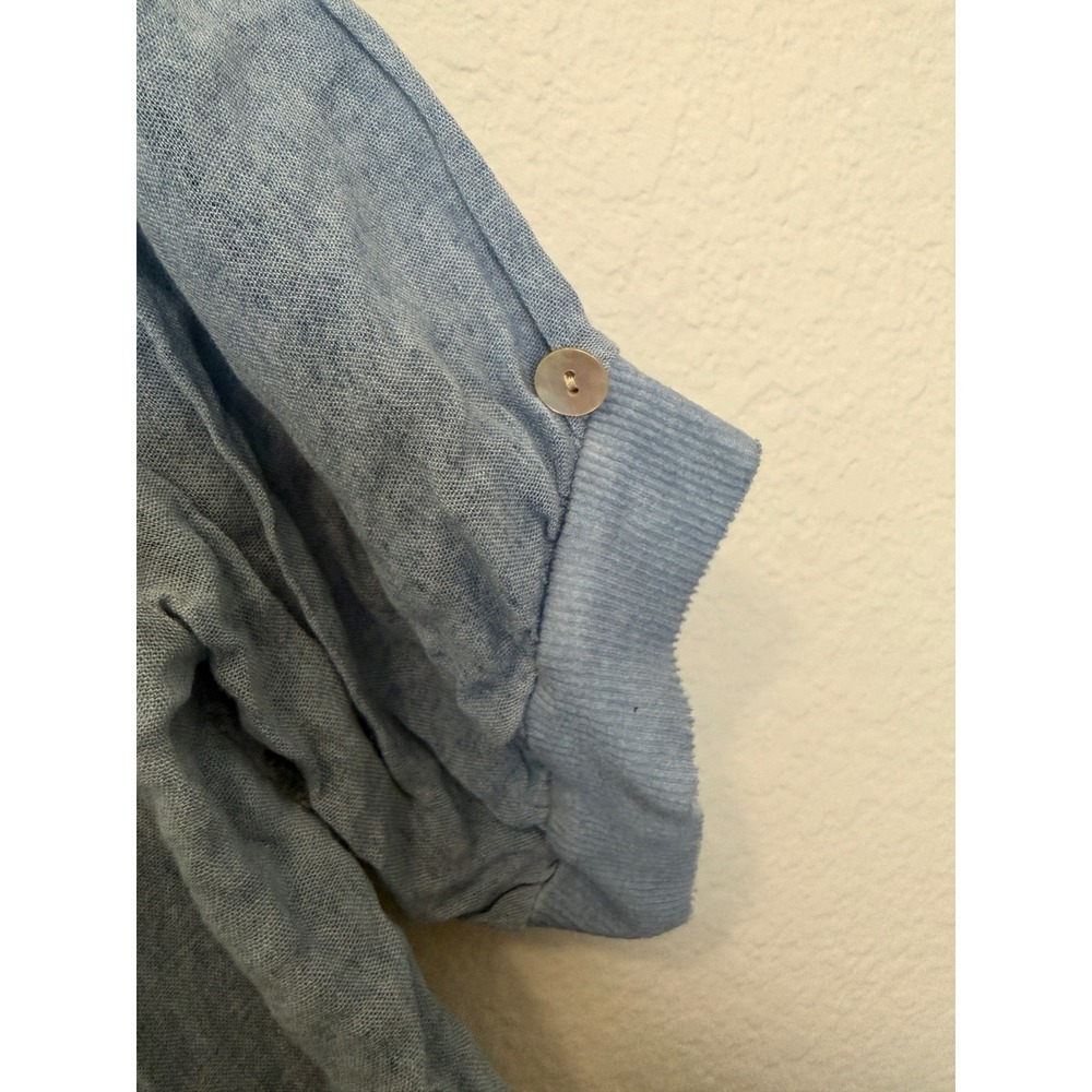 Scandal made in Italy Lagenlook Blouse-Blue-Artsy Semi Sheer Boho Top - Picture 9 of 11